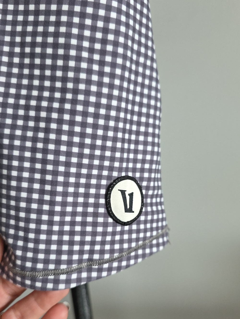 Vuori Volley Skirt In Gingham Print- Gray/White - Picture 2 of 8